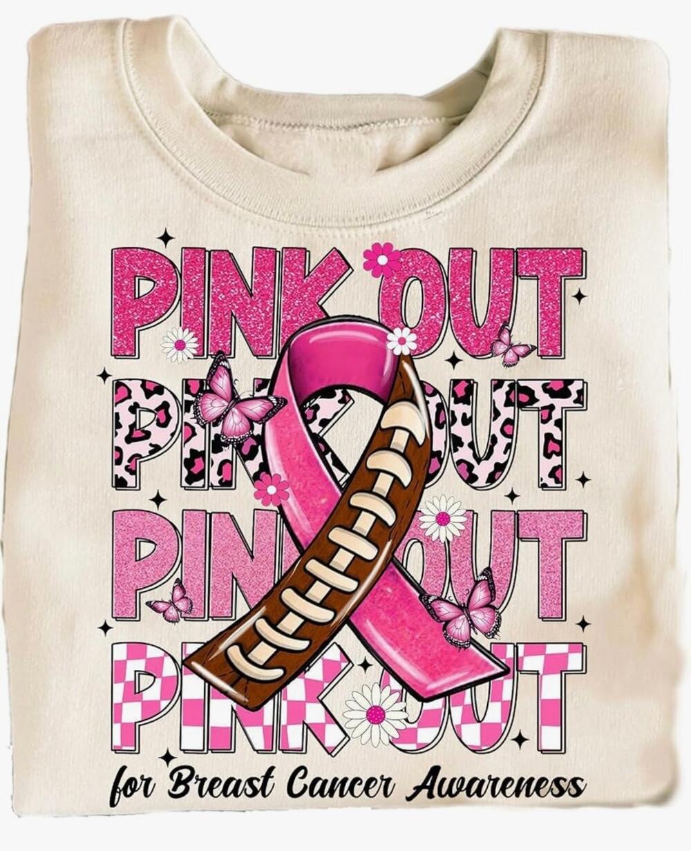 NWT Women's Pink Out Football Breast Cancer Awareness SS Shirt Sz S